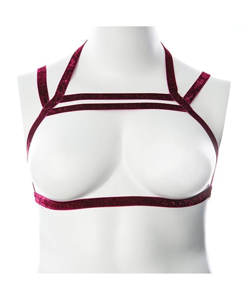 Thank Me Now INC Gender Fluid Sugar Coated Harness - Raspberry Glitter S-l Kink &amp; BDSM