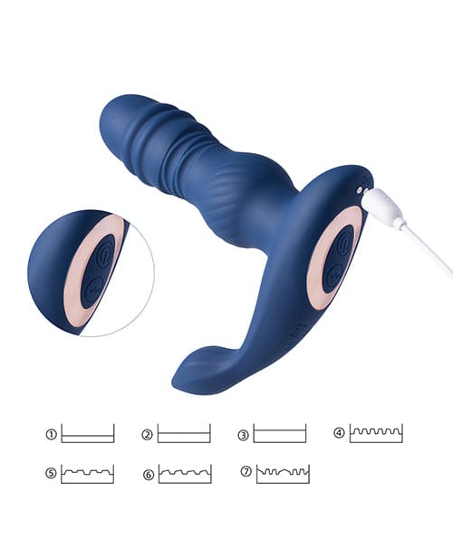 Uc Global Trade INChoney Play B Jaden Thrusting Prostate Massager Vibrating Butt Plug Anal Sex Toy Blue Anal Toys