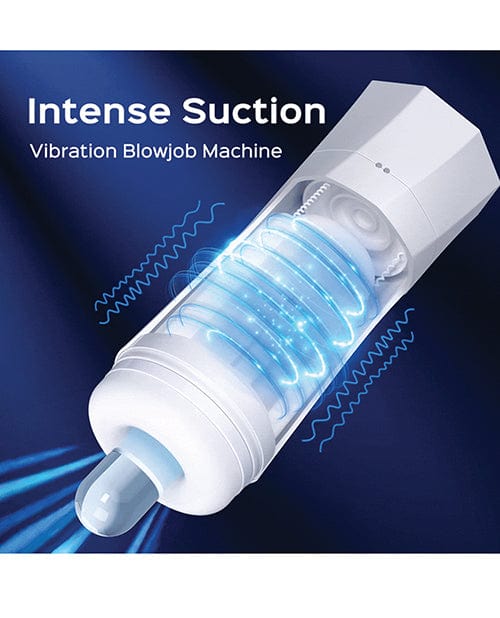 Uc Global Trade INChoney Play B Sky Intense Suction &amp; Vibration Blowjob Machine - White Penis Toys
