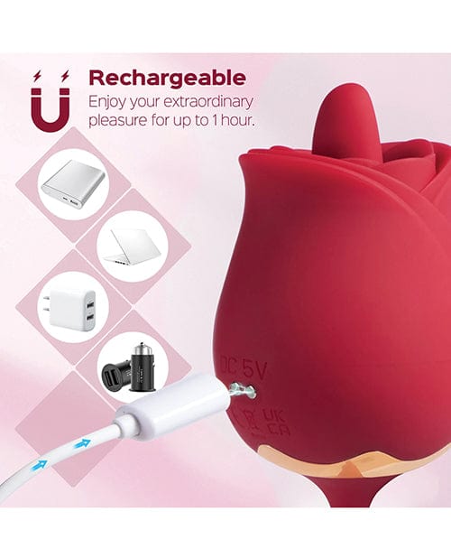Uc Global Trade INChoney Play B Fuscia Rose Clit Licking Stimulator &amp; Vibrating Egg - Red Vibrators