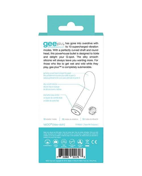 Vedo VeDO Gee Plus Rechargeable Vibe - Tease Me Turquoise Vibrators