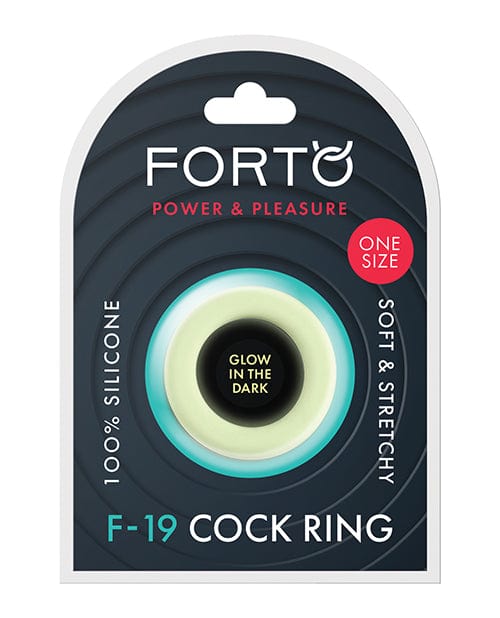 Forto F-19 Two Tone Liquid Silicone Cock Ring - Black-Glow In The Dark