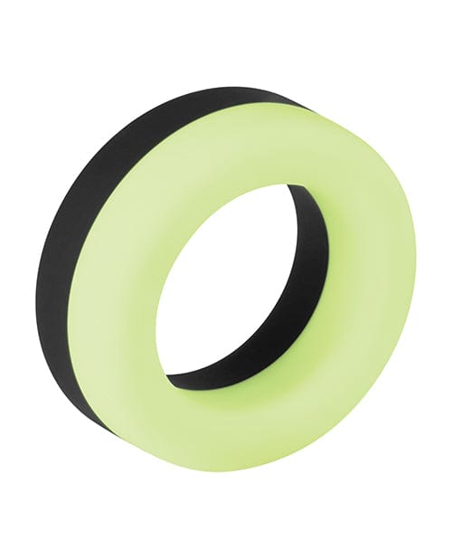 Vvole LLC Forto F-19 Two Tone Liquid Silicone Cock Ring - Black-Glow In The Dark Penis Toys