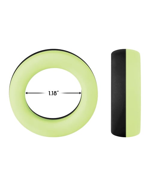 Vvole LLC Forto F-19 Two Tone Liquid Silicone Cock Ring - Black-Glow In The Dark Penis Toys