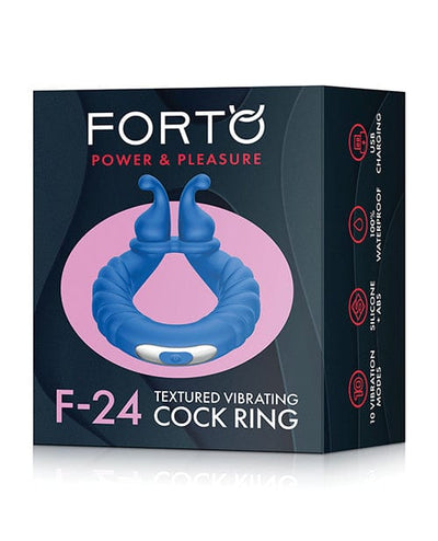 Vvole LLC Forto F-24 Textured Vibrating Cock Ring Blue Penis Toys