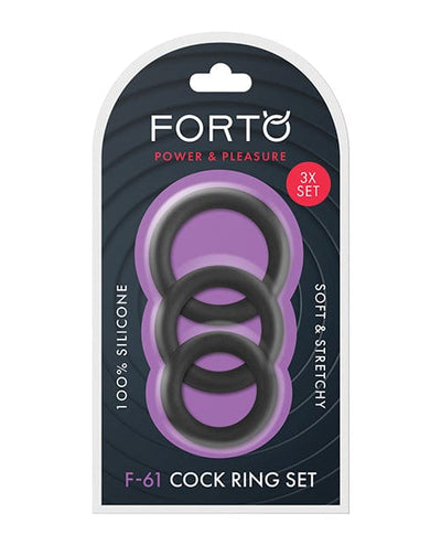 Vvole LLC Forto F-61 Liquid 3 Piece Cock Ring Set - Black Penis Toys