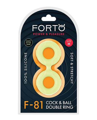 Vvole LLC Forto F-81 47mm Double Ring Liquid Silicone Cock Ring - Glow In The Dark Penis Toys