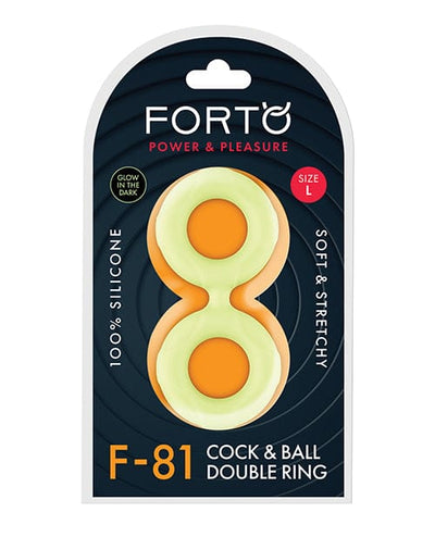 Vvole LLC Forto F-81 51mm Double Ring Liquid Silicone Cock Ring - Glow In The Dark Penis Toys