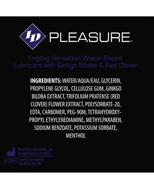 Westridge Laboratories Id Pleasure Waterbased Tingling Lubricant - 4 oz. Tube Lubes