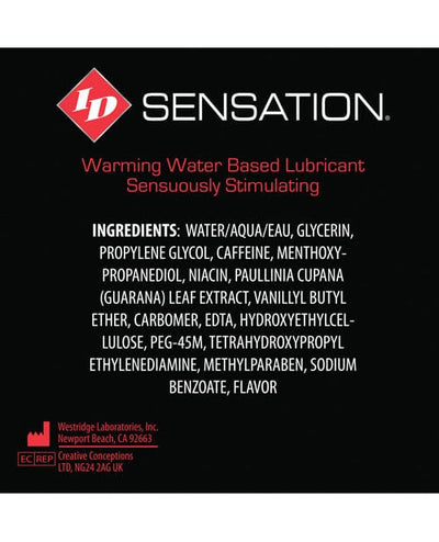 Westridge Laboratories ID Sensation Waterbased Warming Lubricant Lubes