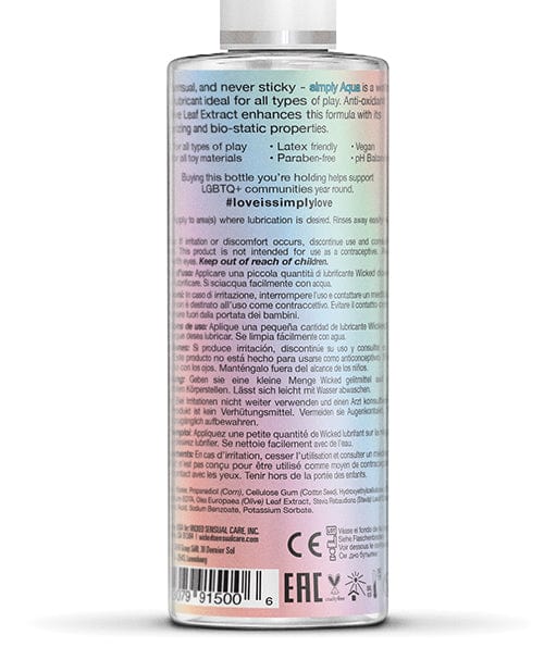 Wicked Sensual Care Aqua Special Edition Water Based Lubricant - 4 Oz.