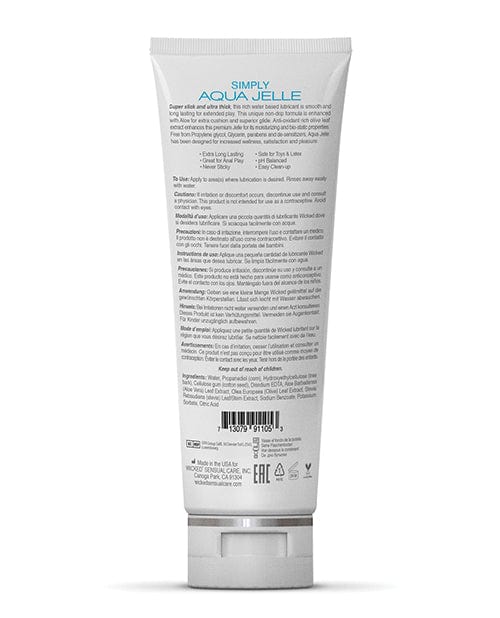 Wicked Sensual Care Wicked Sensual Care Simply Aqua Jelle Water Based Lubricant 4 oz Lubes