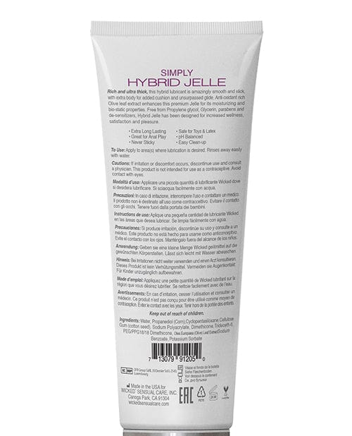 Wicked Sensual Care Wicked Sensual Care Simply Hybrid Jelle Lubricant 4oz Lubes
