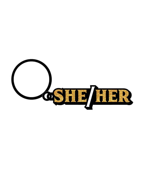 Wood Rocket LLC Wood Rocket She/her Keychain - Black/gold Novelties