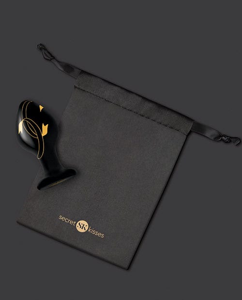 Xgen Secret Kisses Handblown Glass Plug - Black/gold Anal Toys