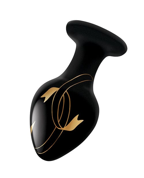 Xgen Secret Kisses Handblown Glass Plug - Black/gold Anal Toys