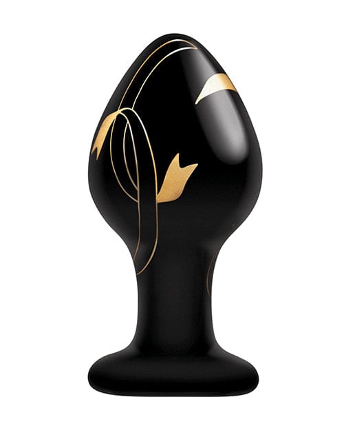 Xgen Secret Kisses Handblown Glass Plug - Black/gold Anal Toys