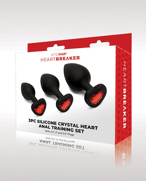 Xgen Whipsmart Heartbreaker 3 Pc Crystal Heart Anal Training Set - Black/red Anal Toys
