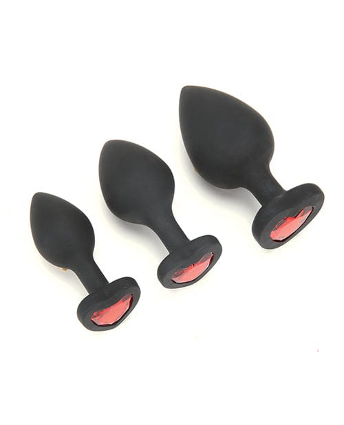 Xgen Whipsmart Heartbreaker 3 Pc Crystal Heart Anal Training Set - Black/red Anal Toys
