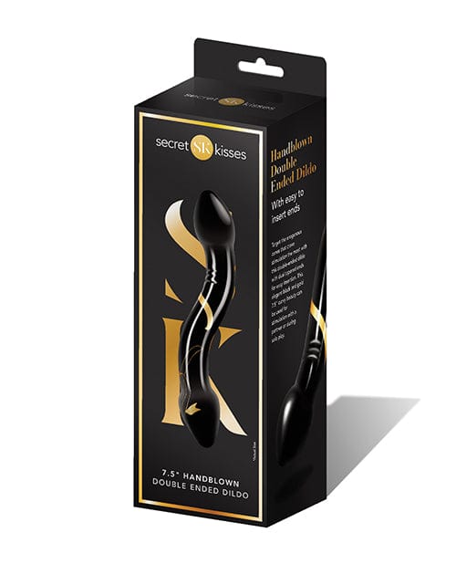 Xgen Secret Kisses 7.5" Handblown Double Ended Dildo - Black-gold Dildos