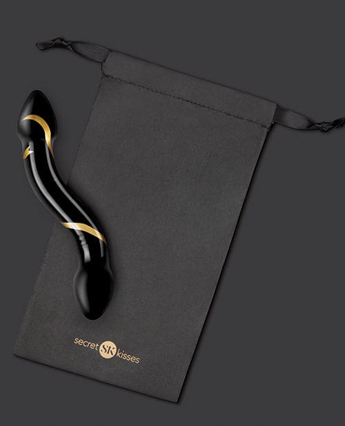 Secret Kisses 7.5" Handblown Double Ended Dildo - Black & Gold