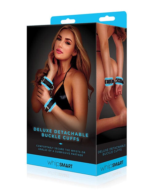 Xgen Whip Smart Glow In The Dark Deluxe Detachable Buckle Cuffs Blue Kink &amp; BDSM
