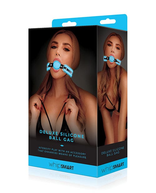 Xgen Whip Smart Glow In The Dark Deluxe Silicone Ball Gag Blue Kink &amp; BDSM