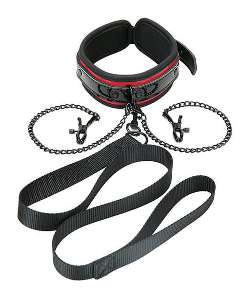 Xgen Whipsmart Heartbreaker Collar & Leash Set - Black/red Kink & BDSM