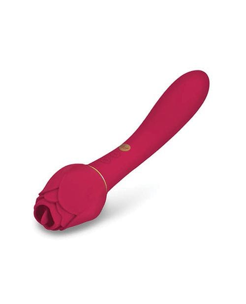 XGEN Secret Kisses Lingo Dual Ended Rose Bud with clitoral Flickering &amp; Internal Massage - Red Vibrators