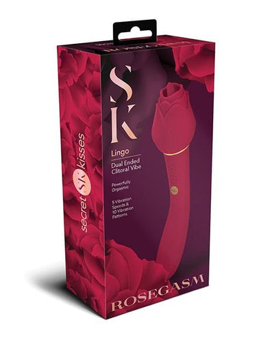 XGEN Secret Kisses Lingo Dual Ended Rose Bud with clitoral Flickering & Internal Massage - Red Vibrators