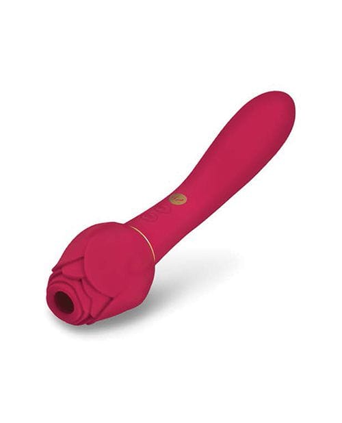 XGEN Secret Kisses Twosome Dual Ended Rose Bud with clitoral Suction &amp; G-spot Vibe - Red Vibrators