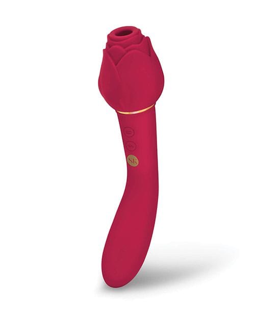 Secret Kisses Twosome Dual Ended Rose Bud with clitoral Suction & G-spot Vibe - Red