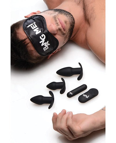 XR Brands Bang! Backdoor Adventure Remote Control 3 Piece Butt Plug Vibe Kit - Black Anal Toys