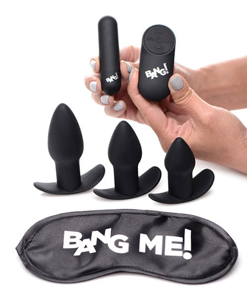 XR Brands Bang! Backdoor Adventure Remote Control 3 Piece Butt Plug Vibe Kit - Black Anal Toys