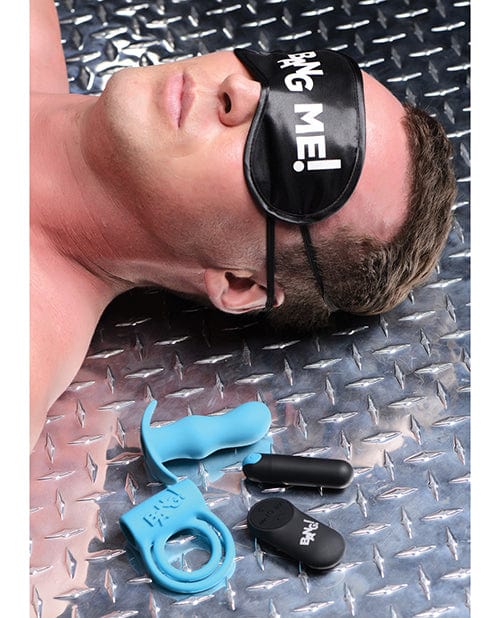 XR Brands Bang! Duo Blast Remote Control Cock Ring &amp; Butt Plug Vibe Kit - Blue Anal Toys