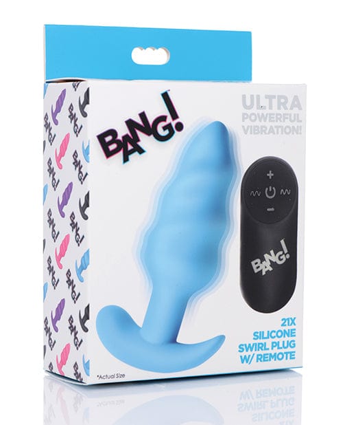 XR Brands Bang! Vibrating Butt Plug with Remote Control Blue Anal Toys
