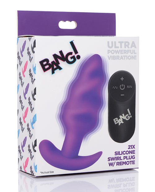 XR Brands Bang! Vibrating Butt Plug with Remote Control Purple Anal Toys