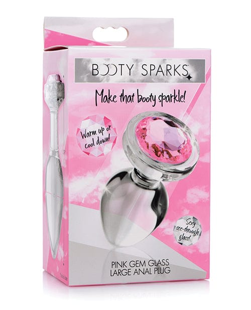 XR Brands Booty Sparks Pink Gem Glass Anal Plug Large Anal Toys