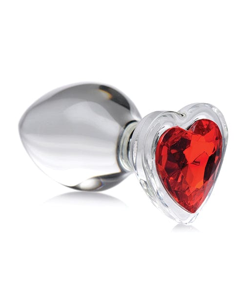 XR Brands Booty Sparks Red Heart Gem Glass Anal Plug Anal Toys