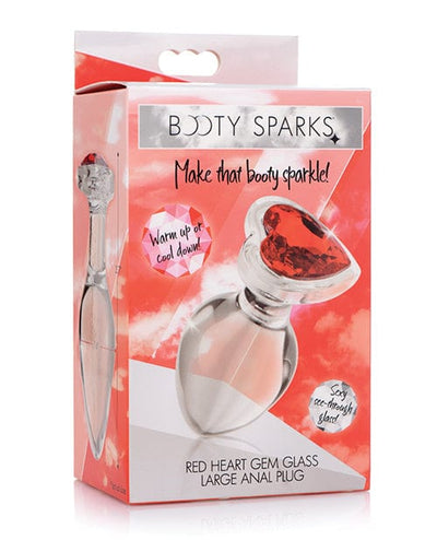 XR Brands Booty Sparks Red Heart Gem Glass Anal Plug Large Anal Toys