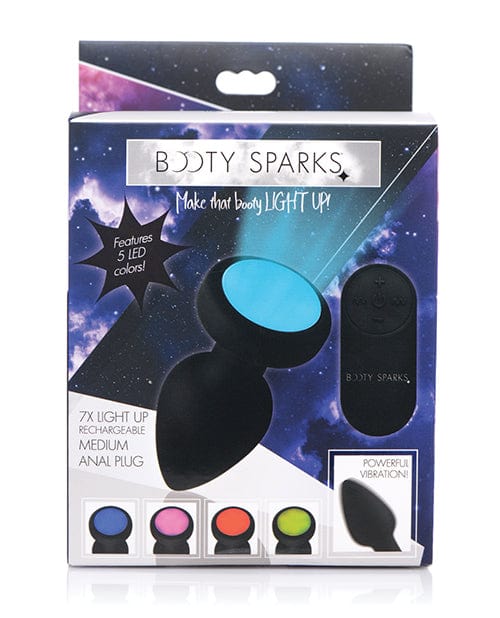 XR Brands Booty Sparks Silicone Vibrating LED Plug Medium Anal Toys