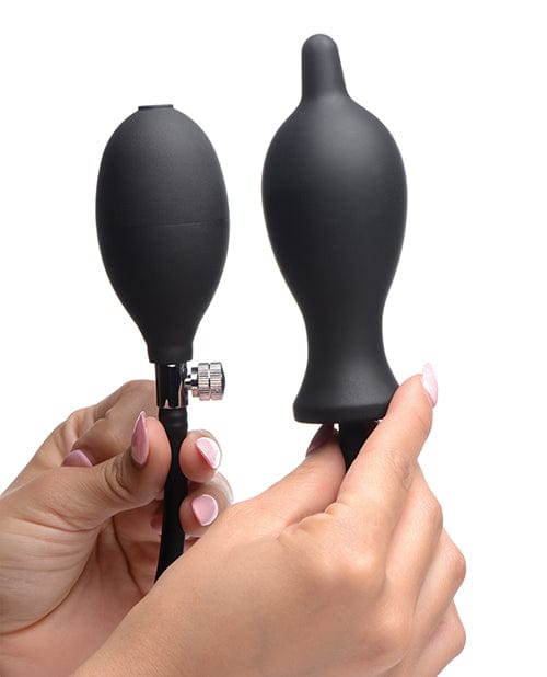 XR Brands Master Series Dark Inflator Inflatable Silicone Anal Plug - Black Anal Toys