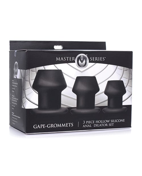Master Series Gape-grommets 3 Piece Hollow Silicone Anal Dilator Set - Black