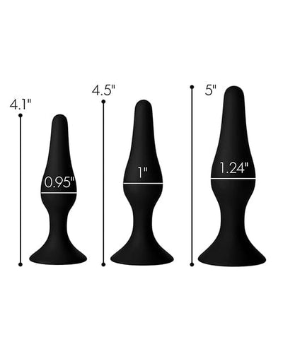 XR Brands Master Series Triple Tapered Silicone Anal Trainer - Black Set Of 3 Anal Toys
