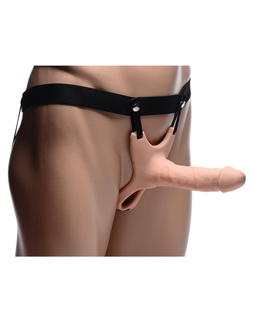 XR Brands Size Matters Small Hollow Silicone Dildo Strap On - Flesh Dildos