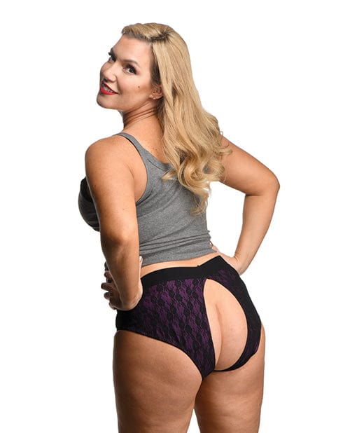XR Brands Strap-U Lace Crotchless Panty Harness Dildos