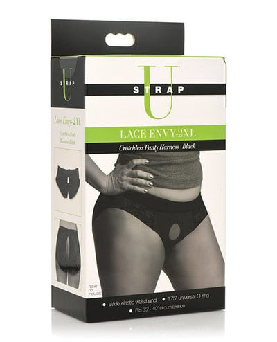 XR Brands Strap-U Lace Crotchless Panty Harness Black / 2xl Dildos