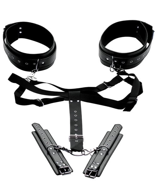 Master Series Acquire Easy Access Thigh Harness with Wrist Cuffs - Black