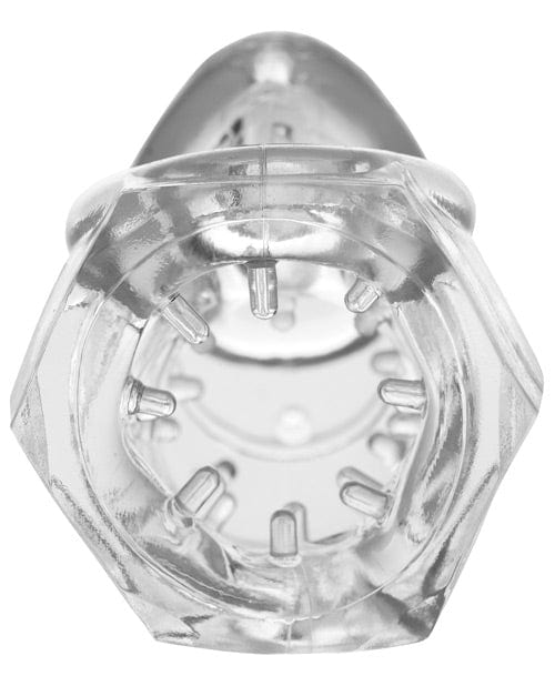 XR Brands Master Series Detained 2.0 Restrictive Chastity Cage with Nubs - Clear Kink &amp; BDSM