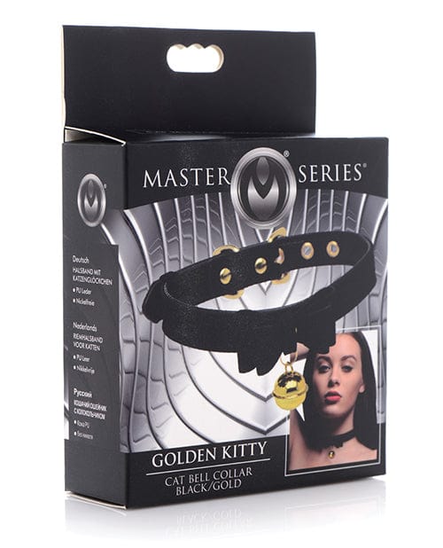 XR Brands Master Series Golden Kitty Cat Bell Collar Black/gold Kink &amp; BDSM